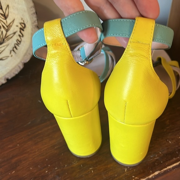 J. Crew Yellow/Blue Stella Heel in Colorblock Leather Size 8.5 - Picture 5 of 11